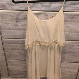 Cream tank top dress with lace detailing